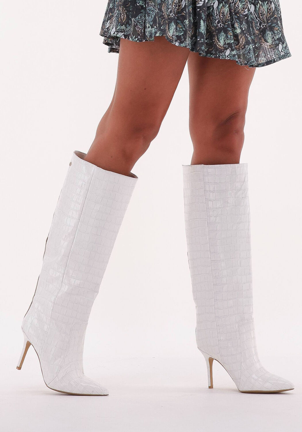 Witte NIKKIE CROCO HIGH BOOTS Omoda