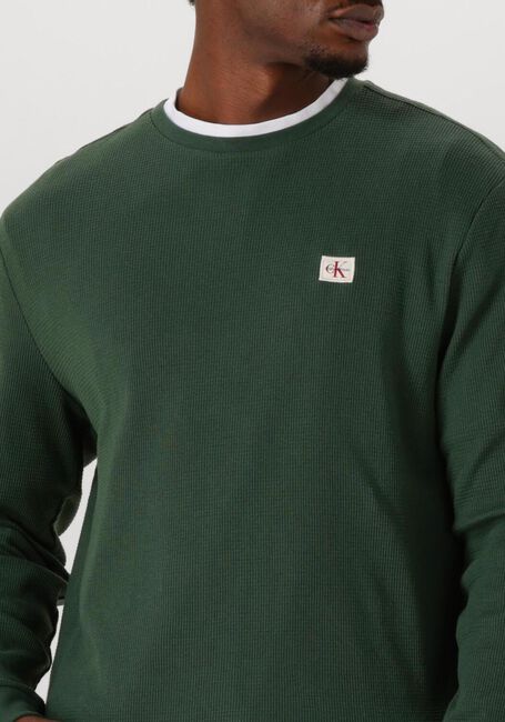 CALVIN KLEIN Pull LS WAFFLE BADGE CREWNK TEE Vert foncé - large