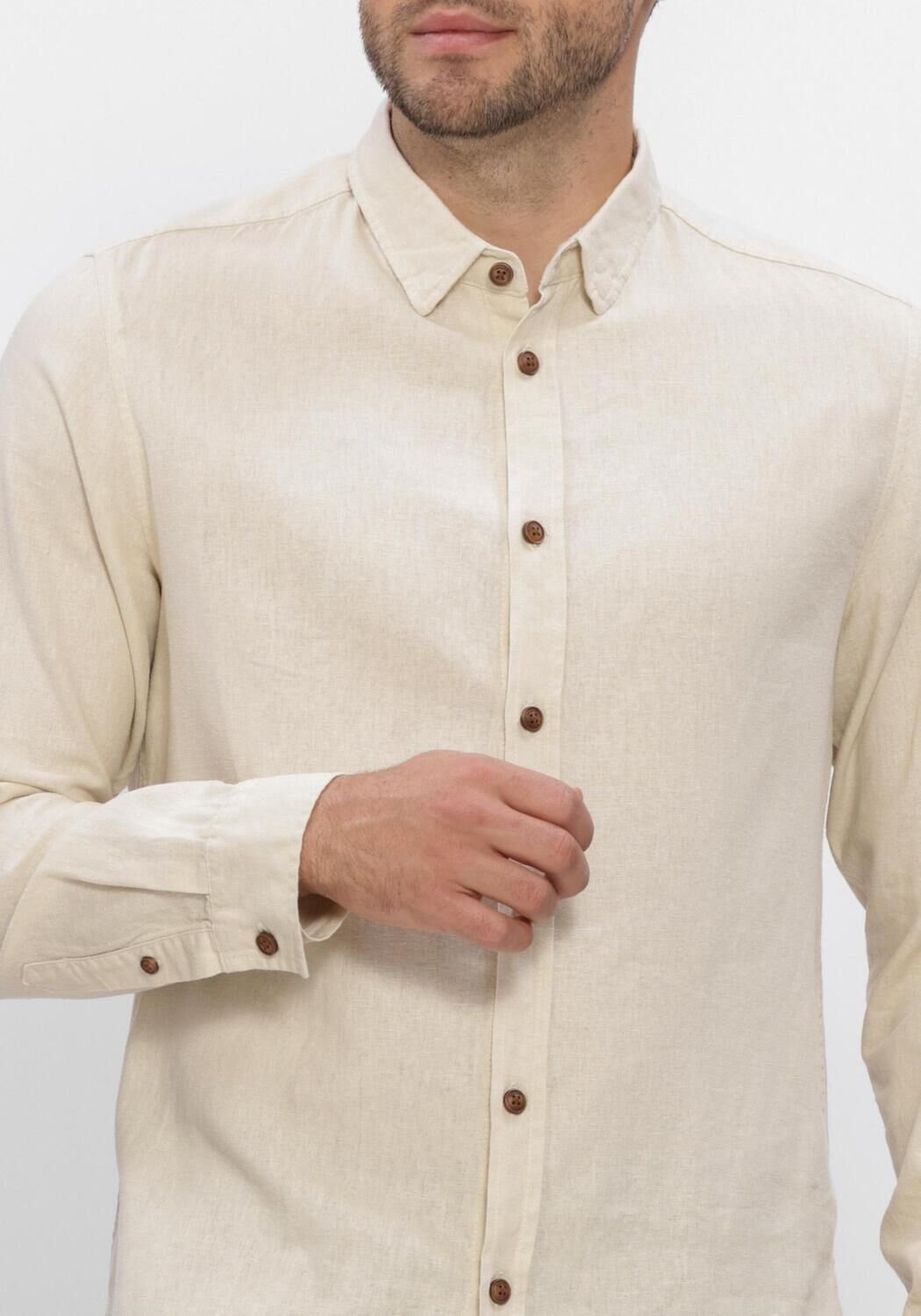 Beige ANERKJENDT Casual overhemd AKLEIF COT/LINEN/VIS L/S SHIRT - large