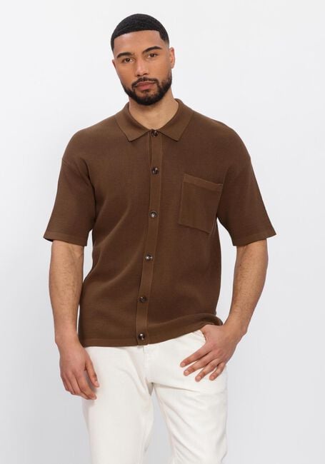 ANERKJENDT Polo AKVILHELM NEEDLE RIB SS KNIT en marron - large