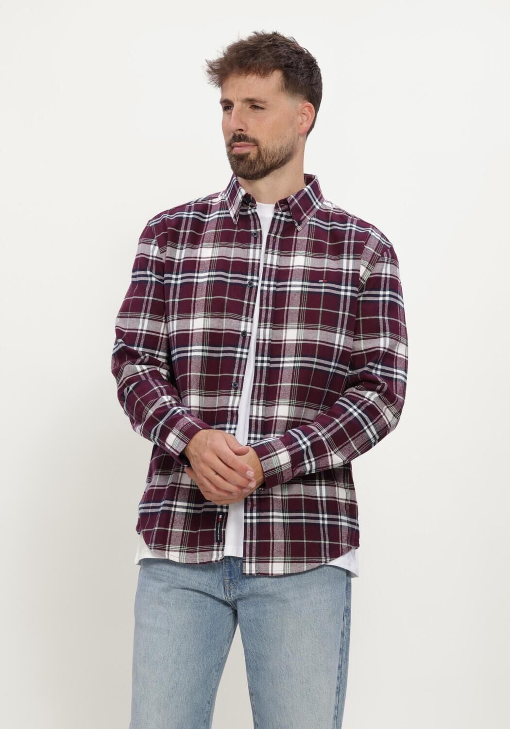 TOMMY JEANS Chemise d&eacute;contract&eacute; TJM REG FLANNEL CHECK SHIRT EXT Bordeaux - large