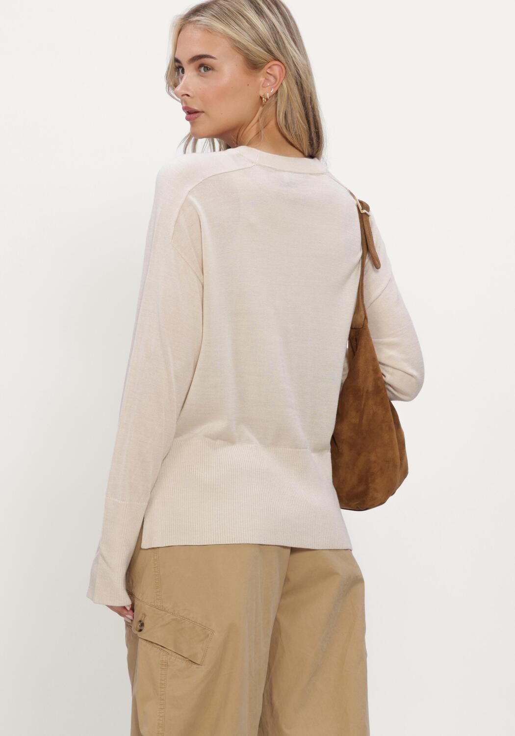 RUBY TUESDAY Pull VALLIE SOFT ROUND NECK PULLOVER HIGH BORDER en beige - large