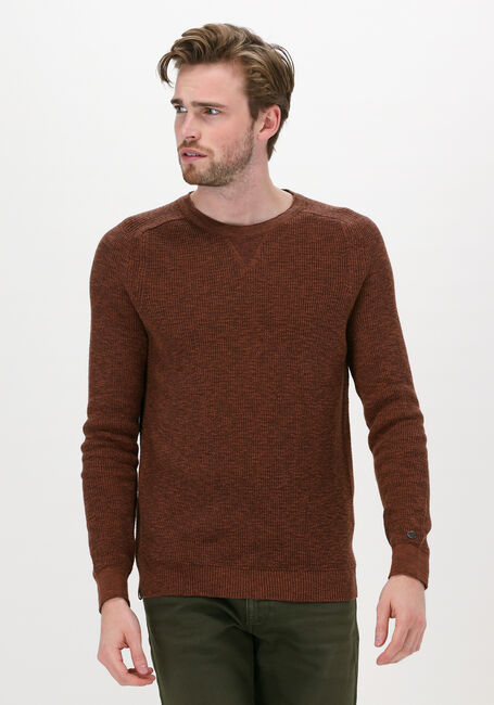 Bruine CAST IRON Trui R-NECK COTTON SLUB MOULINE - large