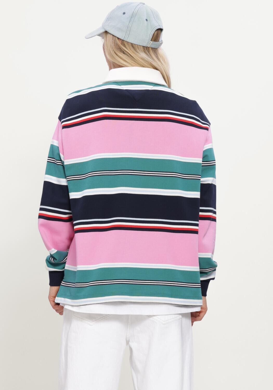 Multi TOMMY JEANS Trui TJW RLX MULTI STRIPE RUGBY EXT - large