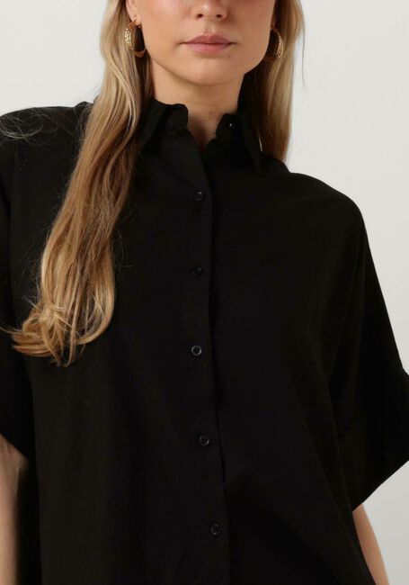 Zwarte ALIX THE LABEL  LADIES WOVEN LINEN OVERSIZED BLOUSE - large