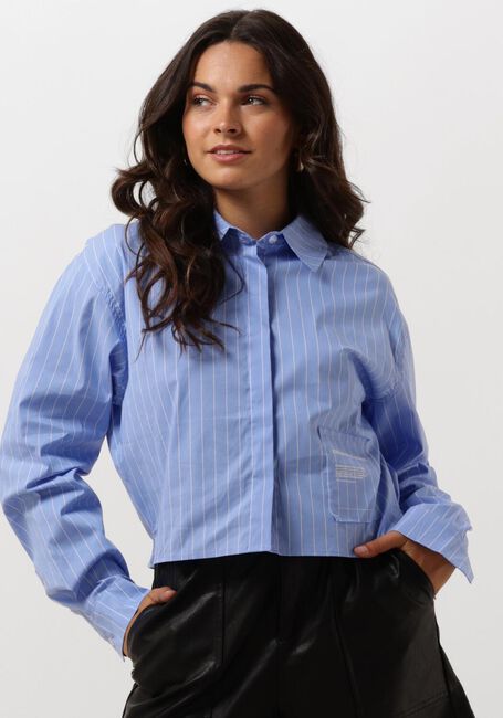 COLOURFUL REBEL ALIYA STRIPED BOXY BLOUSE Blouses Bleu foncé - large