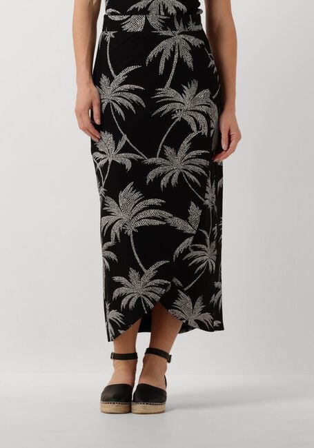 Zwarte JANSEN AMSTERDAM Maxirok VP663 JERSEY PRINTED WRAP SKIRT - large