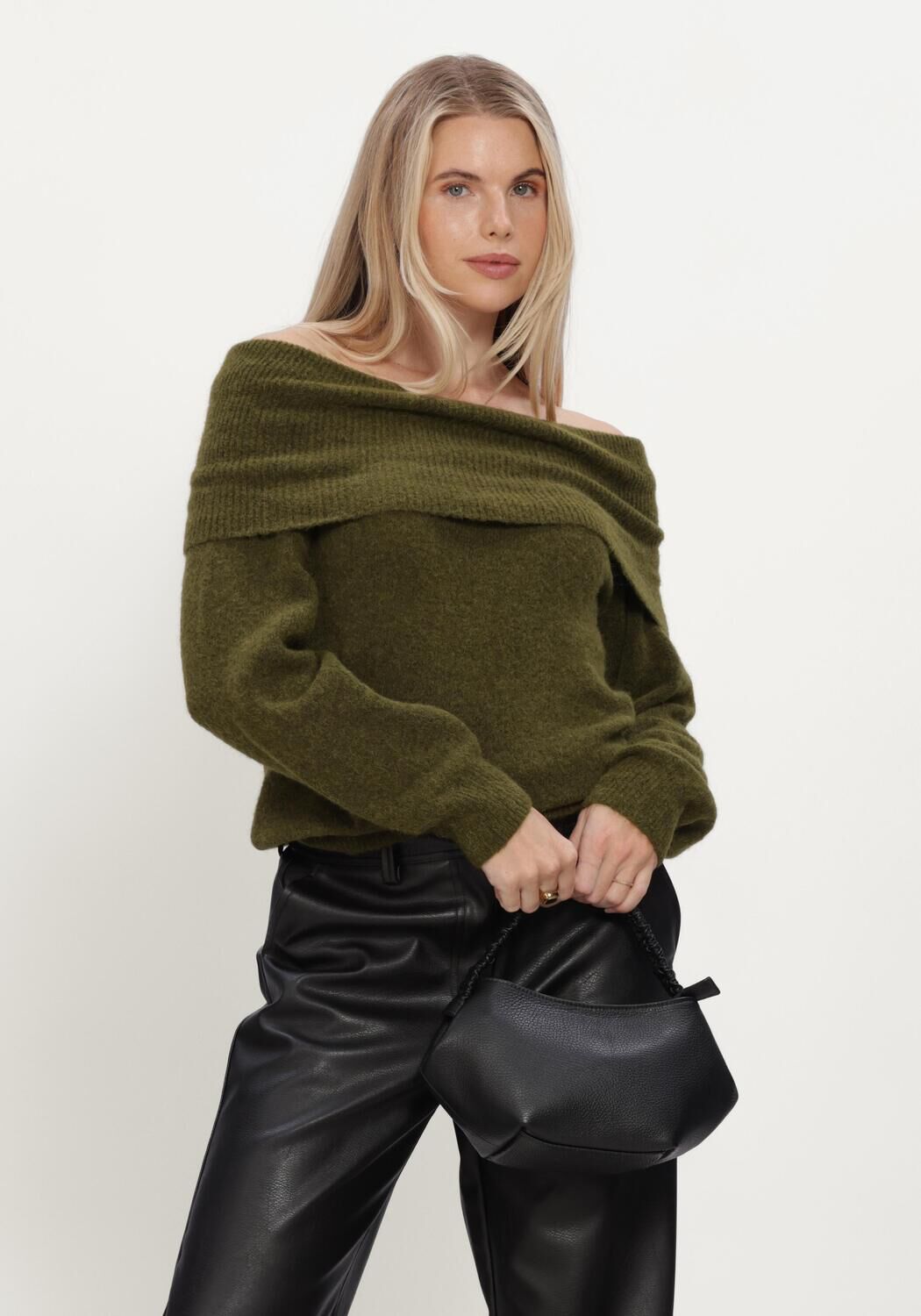 Groene Y.A.S. Trui YASJOHI OS WOOL BLEND PULLOVER - large