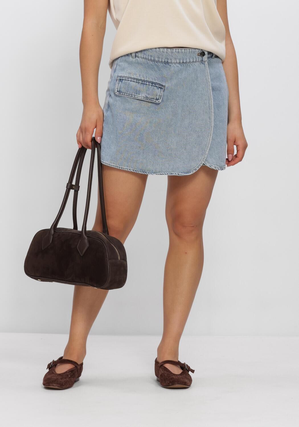 CO'COUTURE Pantalon courts ASJACC WRAP DENIM SKORT Bleu clair - large