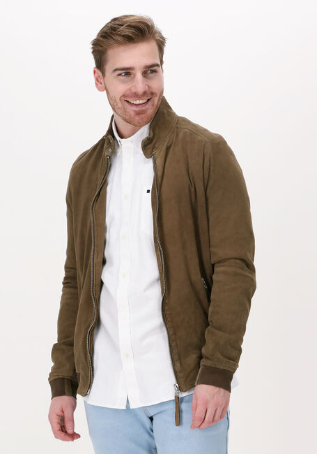 GOOSECRAFT Veste en cuir THOR BOMBER en taupe - large