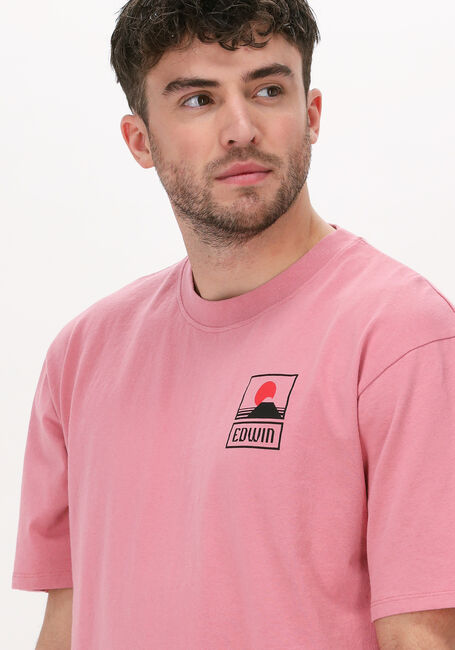 EDWIN T-shirt SUNSET ON MT. FUIJ TS en rose - large