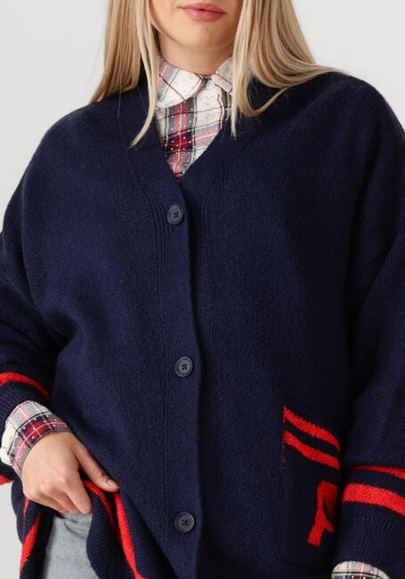 ALIX THE LABEL Gilet LADIES KNITTED FLUFFY KNIT CARDIGAN Bleu foncé - large
