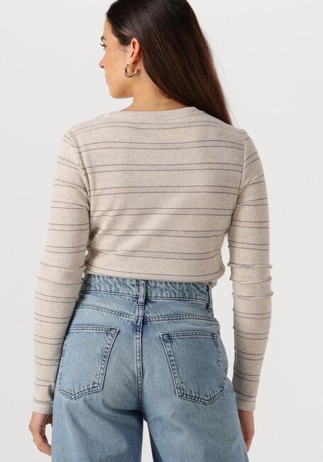 BY-BAR T-shirt BASIC LS PEARL STRIPE TOP en beige - large