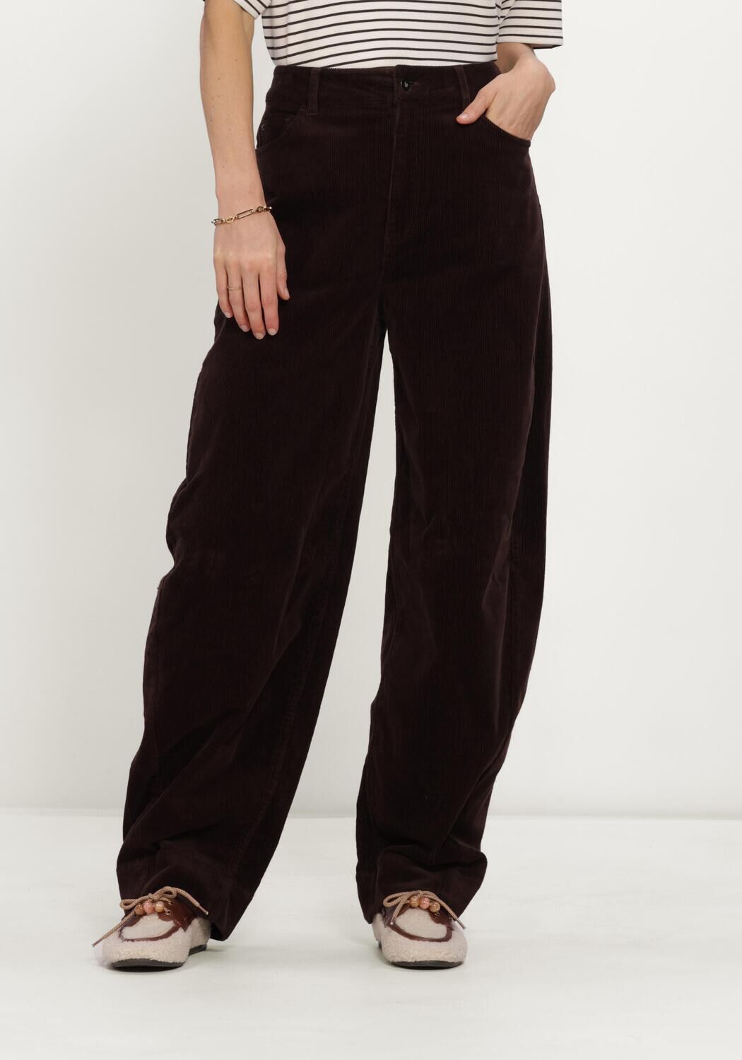 MSCH COPENHAGEN Pantalon large MSCHFILIPPA HW PANTS en marron - large