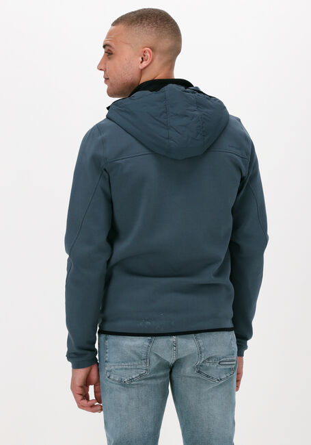 Blauwe CAST IRON Gewatteerde jas HOODED JACKET TECH JERSEY INTERLOCK - large