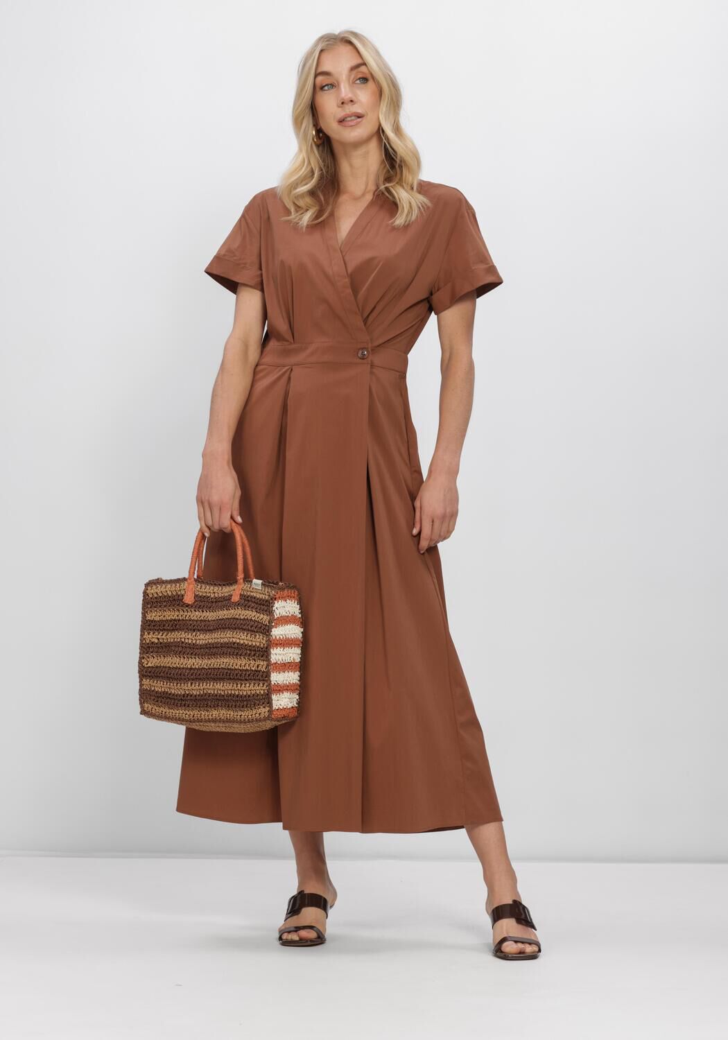 CO'COUTURE Robe midi ELARACC WRAP SS DRESS en marron - large