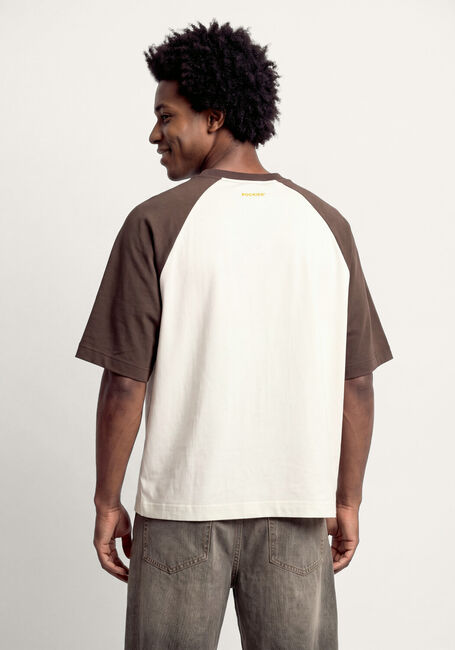 Witte POCKIES T-shirt L.A. PETANQUE RAGLAN TEE - CHOCOLATE O/W - large