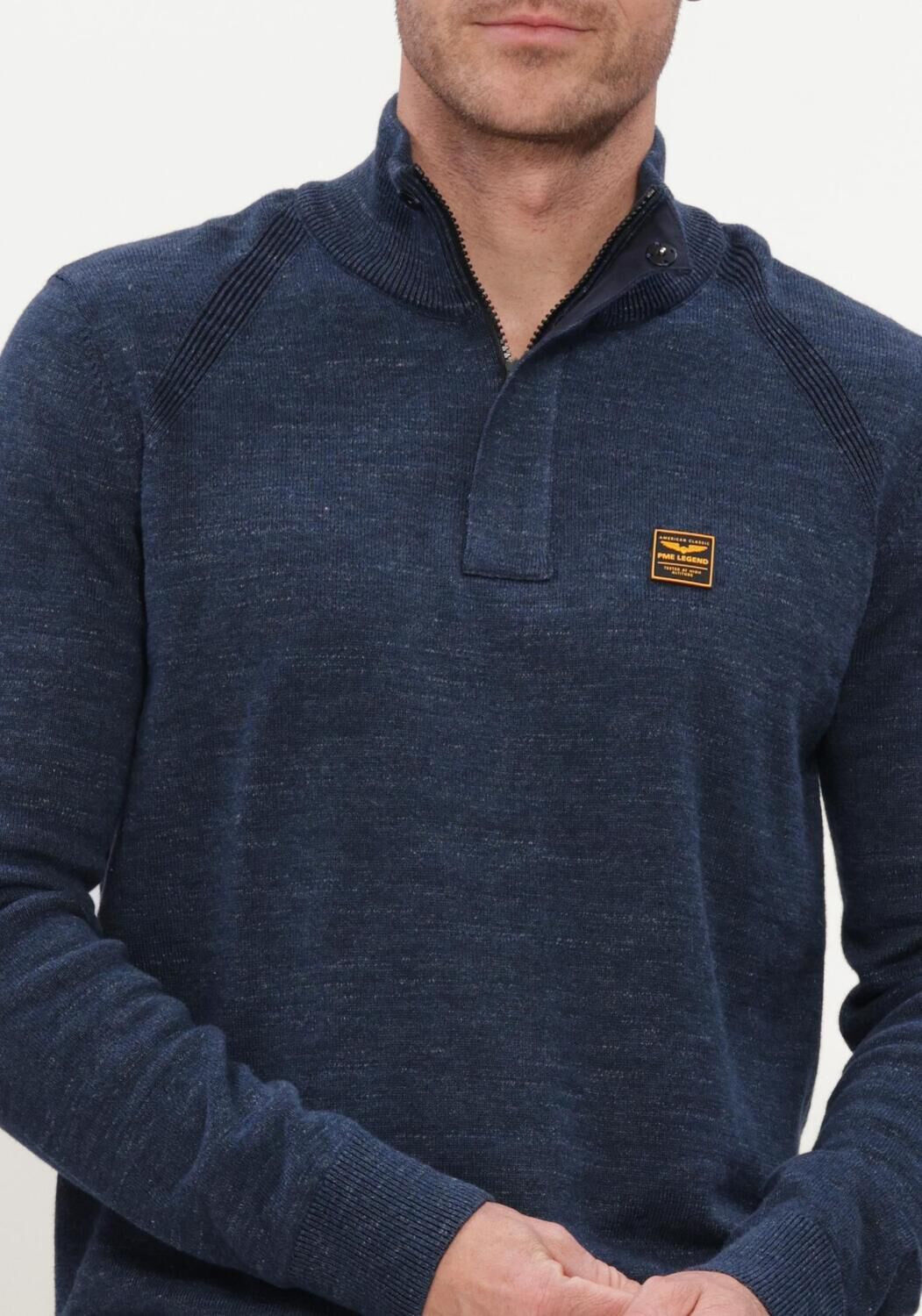 PME LEGEND Pull HALF ZIP COLLAR COTTON RIB Bleu fonc&eacute; - large
