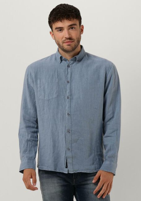 Blauwe BUTCHER OF BLUE Casual overhemd ROBBINS LINEN CLEAN SHIRT - large