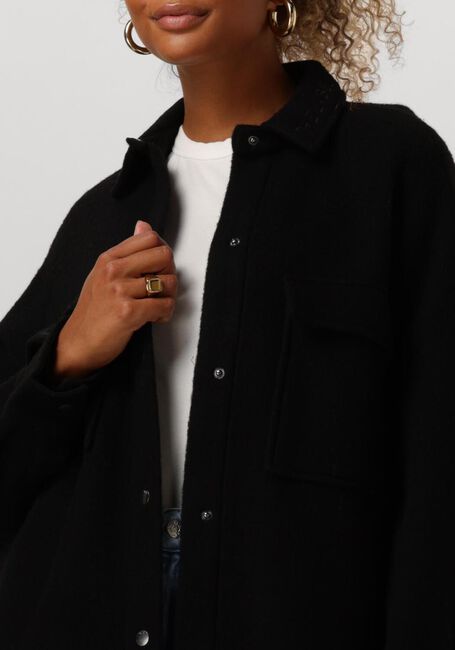 ALIX THE LABEL Manteau LADIES WOVEN LONG FELTED WOOL JACKET en noir - large