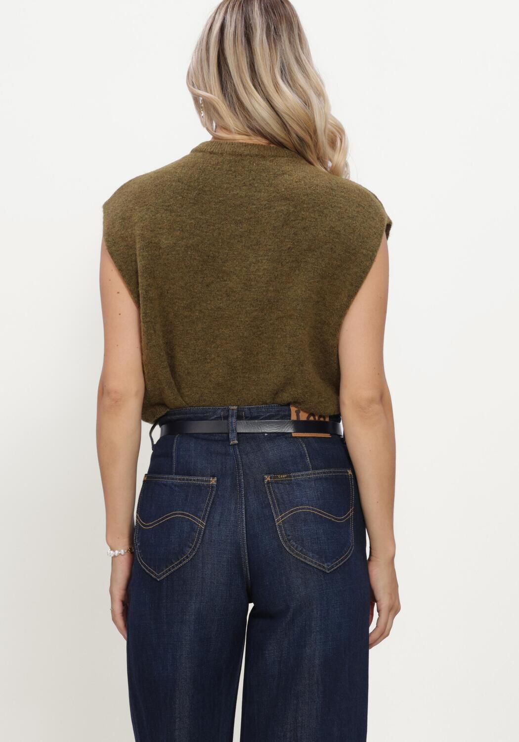 Olijf SELECTED WOMEN Trui SLWLULU SL KNIT VEST - large