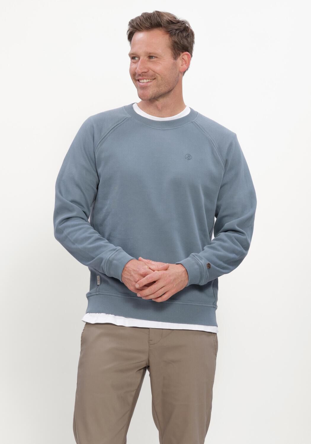 Blauwe CAST IRON Trui CREWNECK REGULAR FIT TWILL - large