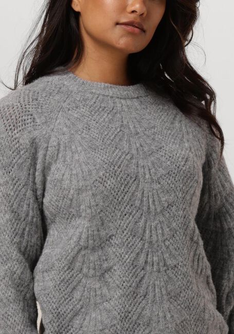 Grijze OBJECT Trui OBJFLORA RE L/S KNIT PULLOVER - large