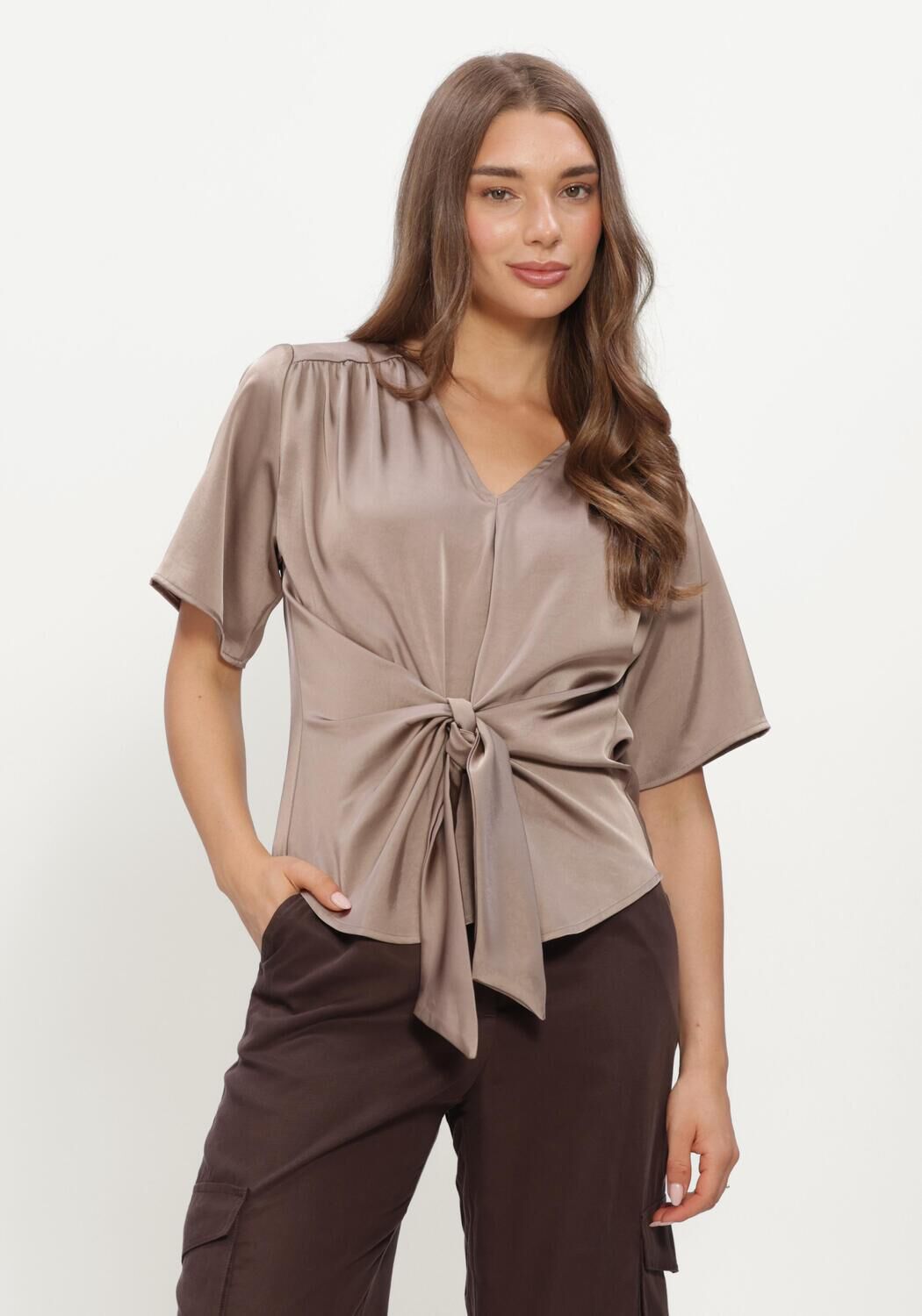 Taupe NEO NOIR  CASADIA HEAVY SATEEN BLOUSE - large