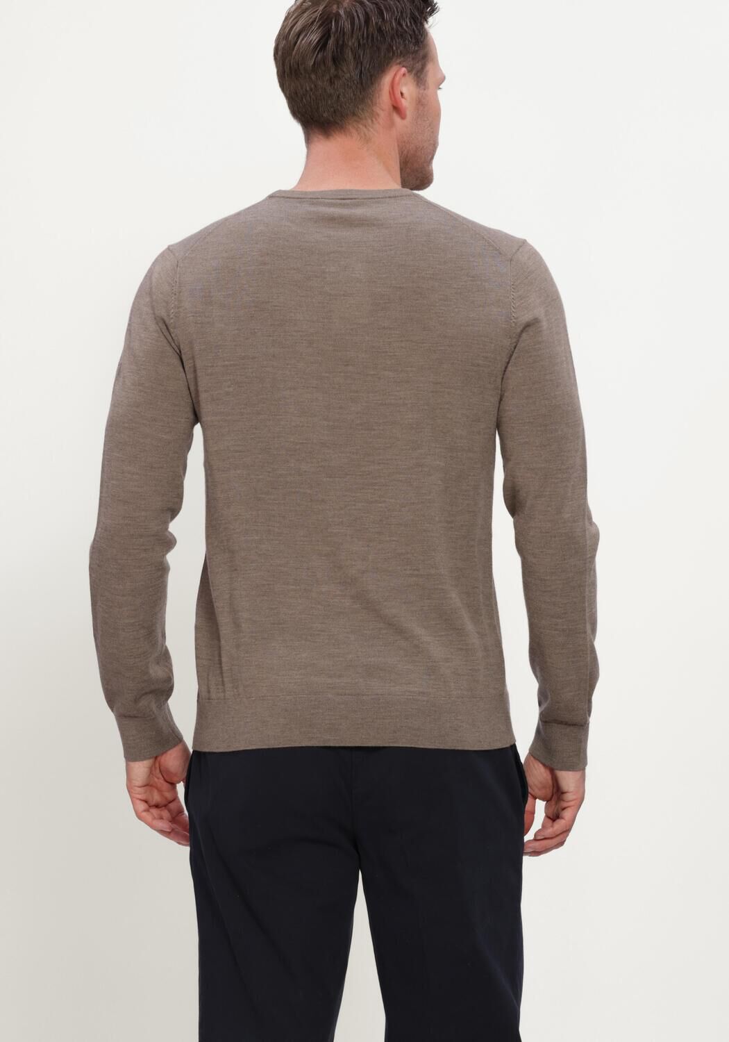 Taupe PROFUOMO Trui PULLOVER CREW NECK EXTRAFINE MERINO - large