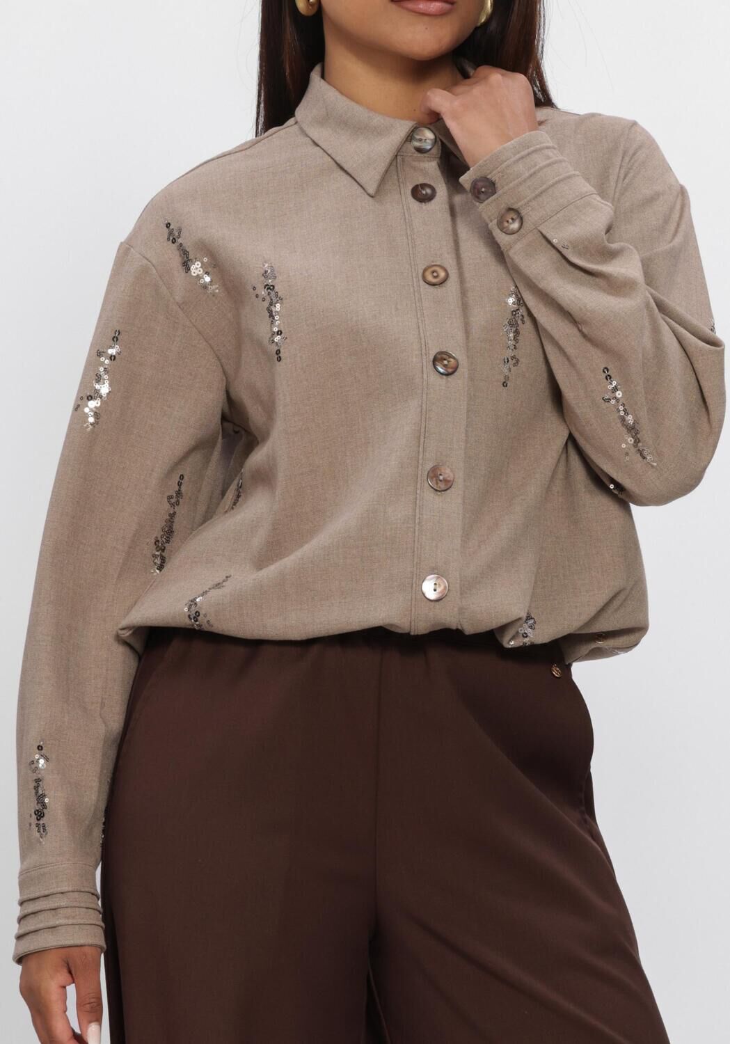 Beige NUKUS  ANNELYNN BLOUSE PAILLET - large