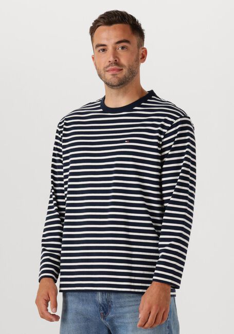 TOMMY JEANS TJM REG SFLAG BRETON STRIPE LS Polos & T-Shirts en bleu - large