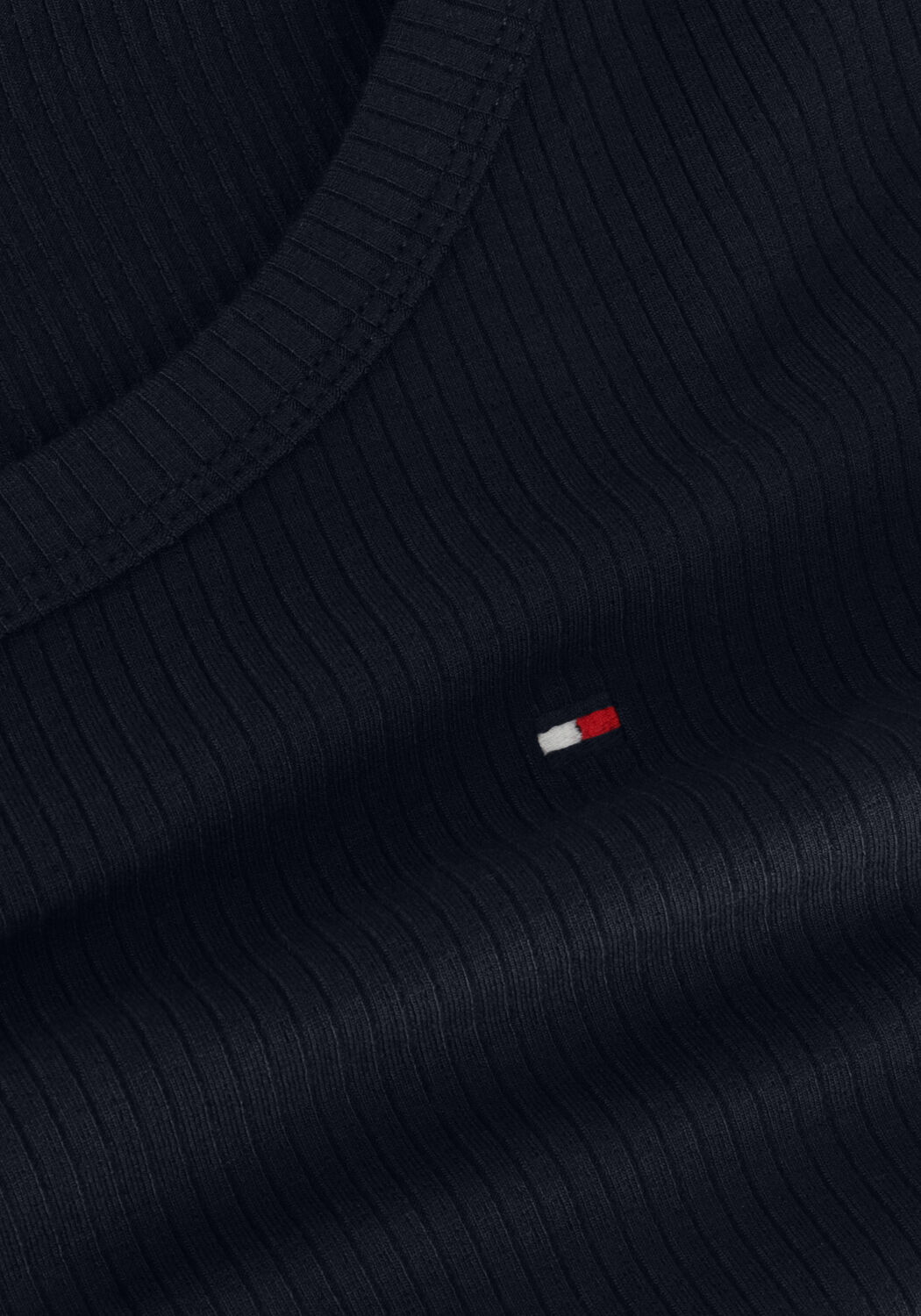 Donkerblauwe TOMMY HILFIGER Top SLIM 5X2 RIB O-NK LS - large