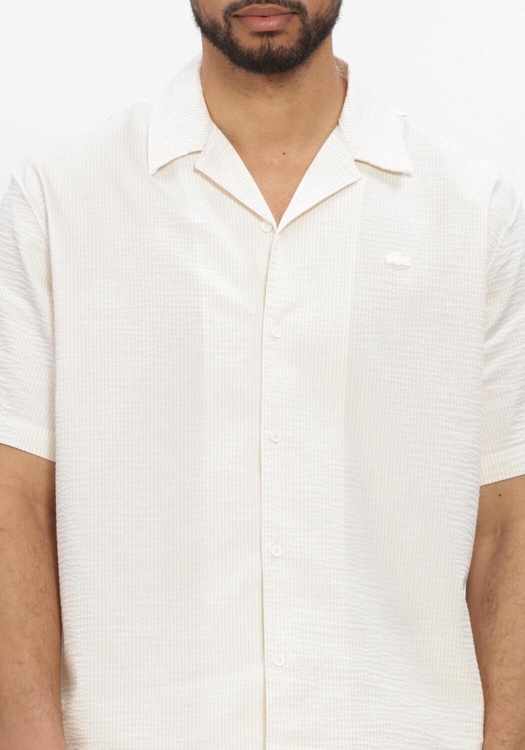 Ecru LACOSTE Casual overhemd RELAXED FIT WAFFLE TEXTURE SHIRT - large