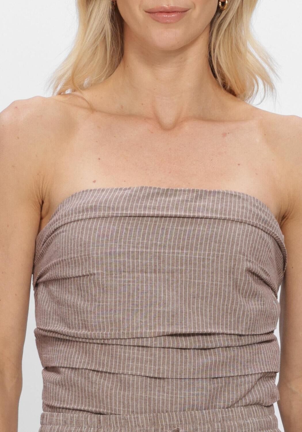 CO'COUTURE Haut JIHOCC STRIPE TUBE TOP en taupe - large