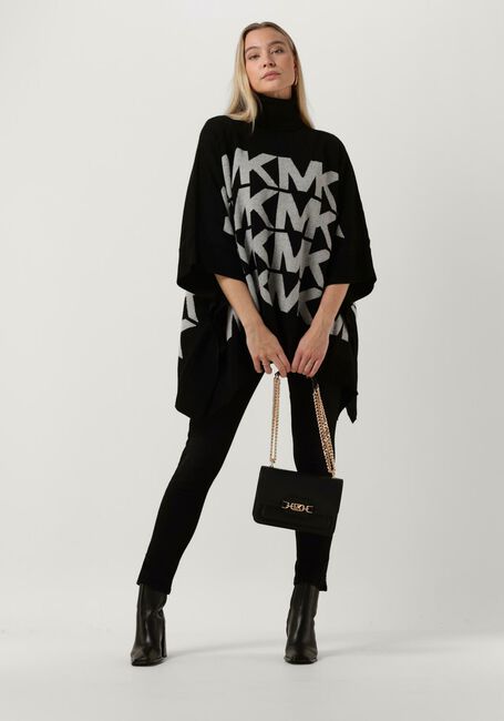 MICHAEL KORS Col roul&eacute; OVERSIZE MK LOGO PONCHO en noir - large
