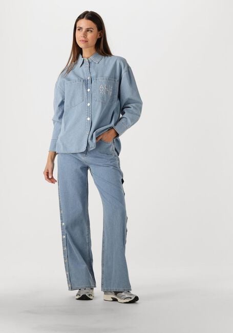 Blauwe ALIX THE LABEL  LADIES WOVEN CHAMBRAY PEPLUM DENIM BLOUSE - large