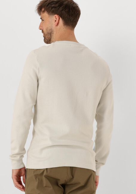 CALVIN KLEIN Pull WOVEN LABEL WAFFLE LS TEE en beige - large