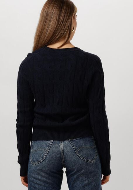 Donkerblauwe TOMMY HILFIGER Trui SOFT WOOL CABLE ROLL-NK - large
