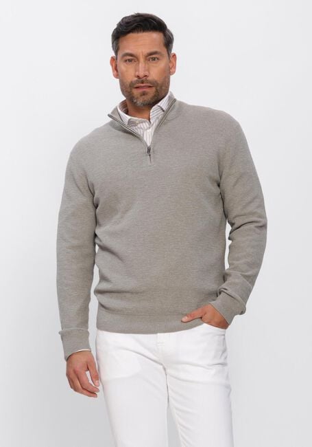 Blauwe PROFUOMO Trui PULLOVER HALF ZIP TWINKLE SLUB - large