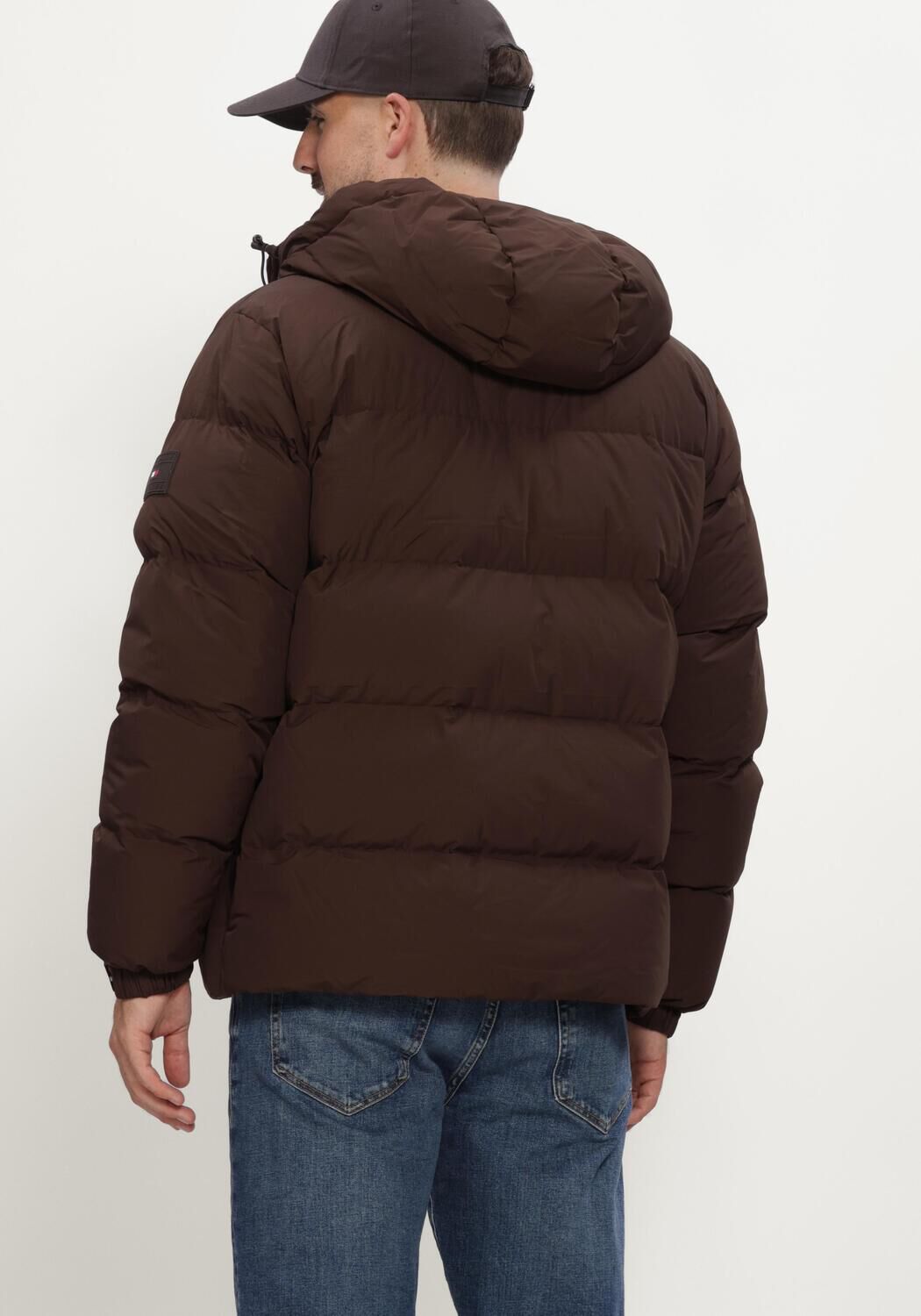 TOMMY HILFIGER Veste matelass&eacute; DOWN HOODED PUFFER JKT en marron - large