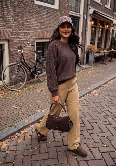 OBJECT Pull OBJHANNAH L/S RE KNIT PULLOVER NOOS en marron - large