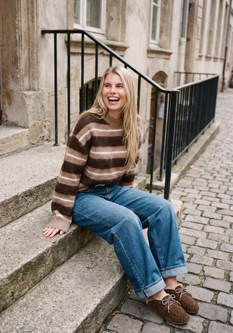 CATWALK JUNKIE Pull BRUSHED STRIPED KNIT en marron - large