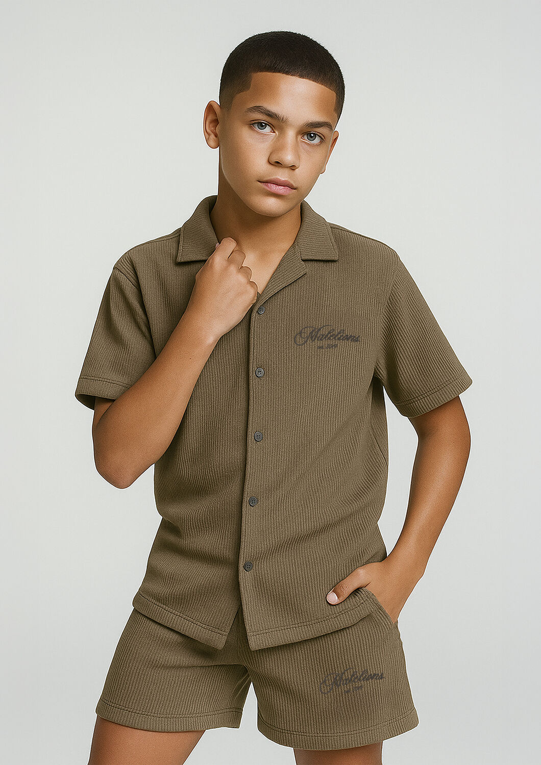 MALELIONS Chemise d&eacute;contract&eacute; RIBBED SCRIPT SHIRT en vert - large