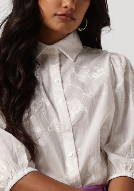 JANSEN AMSTERDAM Blouse WFE722 EMBROIDERED BLOUSE 3/4 PUFFED SLEEVE Blanc - large