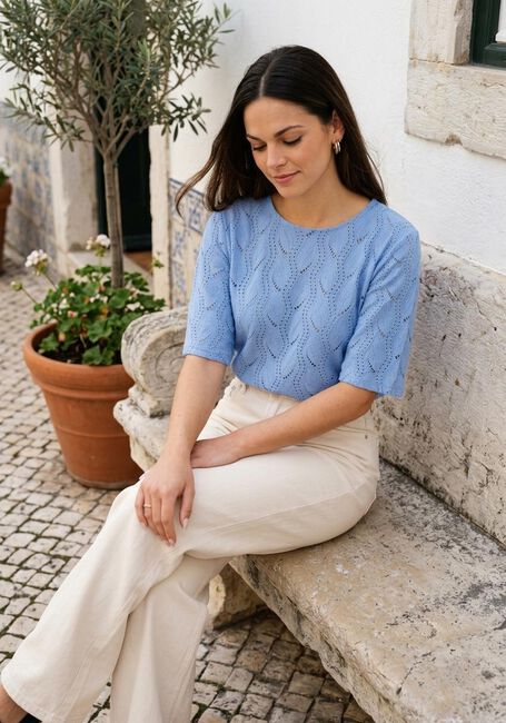 OBJECT Haut OBJAVA 2/4 LO O-NECK TOP Bleu clair - large