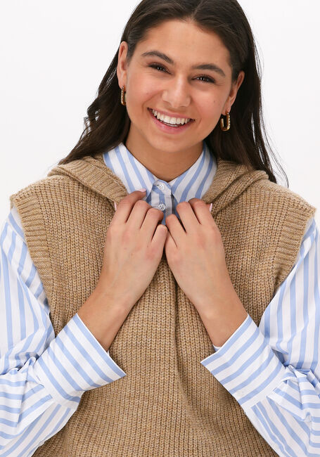 NA-KD Gilet KNITTED HOODIE VEST en camel - large