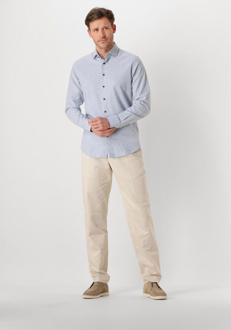 Lichtblauwe PROFUOMO Klassiek overhemd SHIRT X-CUTAWAY SC SF COTTON LINEN - large
