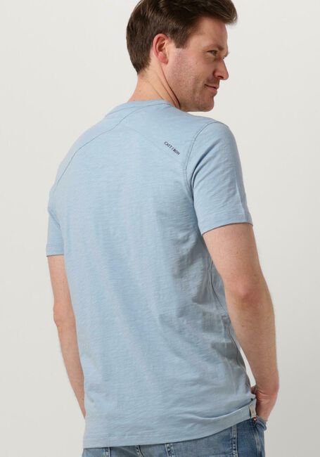 Lichtblauwe CAST IRON T-shirt SHORT SLEEVE R-NECK COTTON SLUB - large