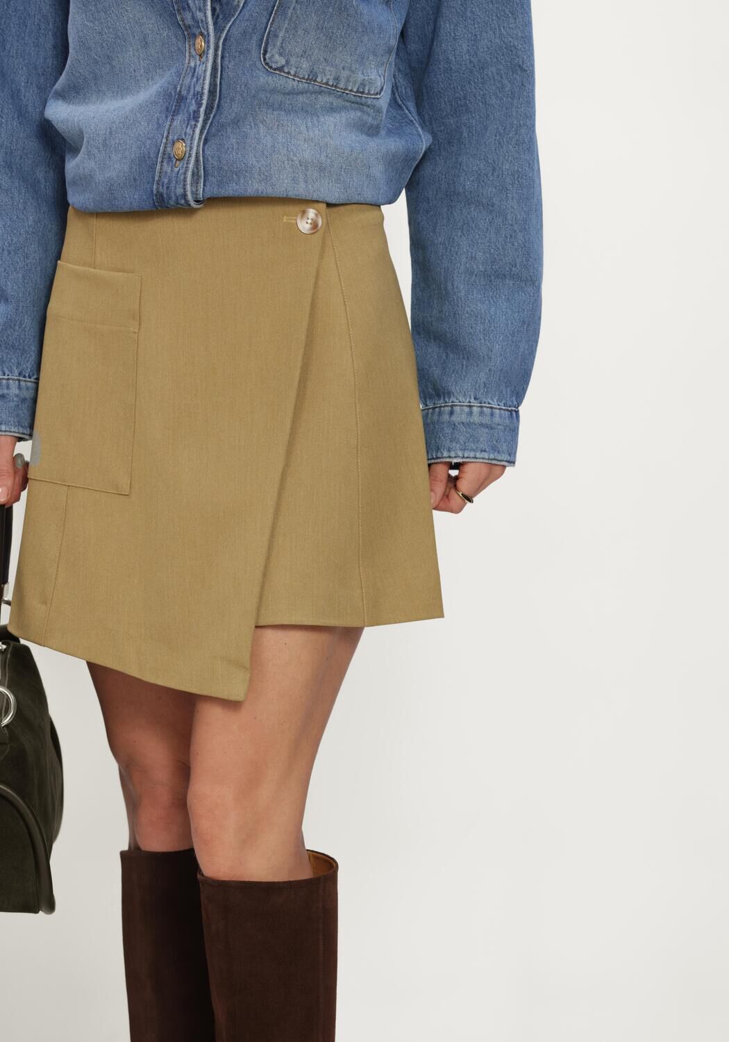 OBJECT Mini-jupe OBJLISA RE WRAP SKIRT Kaki - large