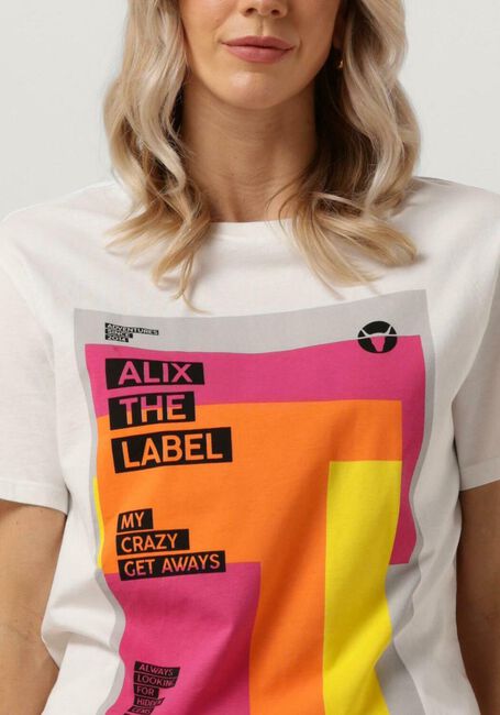 ALIX THE LABEL T-shirt LADIES KNITTED GRAPHIC T-SHIRT en blanc - large